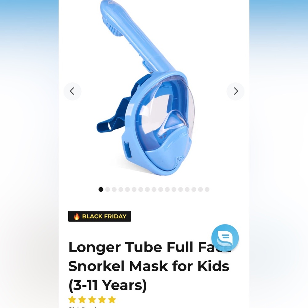 Ninja Shark Kids Longer Tube Full Face Snorkel Mask